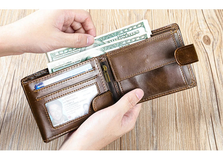 WESTAL RFID Designer Wallet Men Genuine Leather RFID Wallet Front Coin Pocket Purse Money Bag Leather Card Holder Wallet for Men