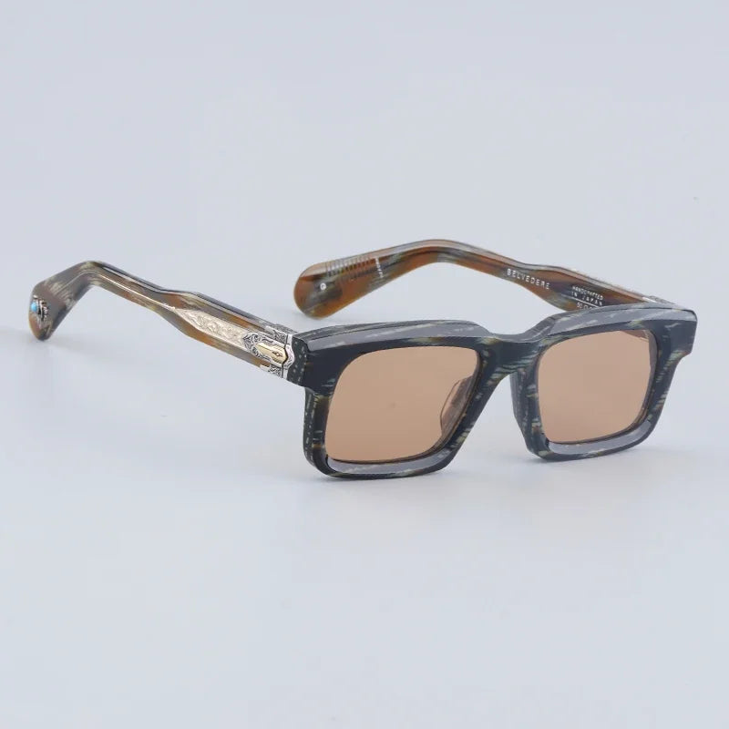 JMM BELVEDERE High Quality Rectangle Acetate Sunglasses Uv400 Men Designer Brand Handmade Vintage Eyeglasses with Case