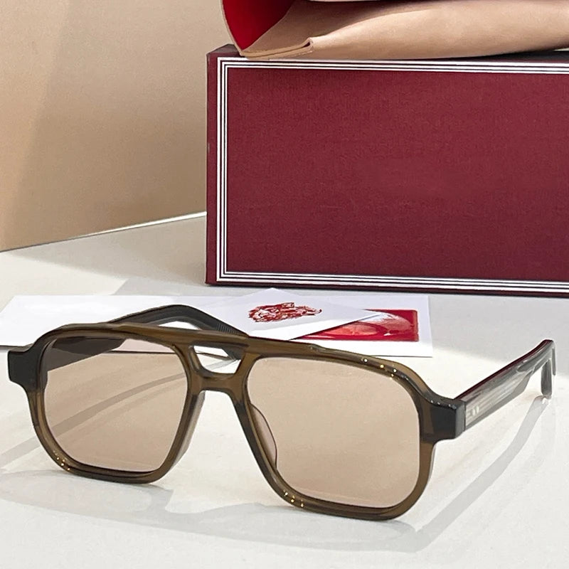 JMM EVANS Rectangle Double Bridge Acetate Gradient Sunglasses Uv400 Men and Women Polychromatic Handmade Classical Eyewear