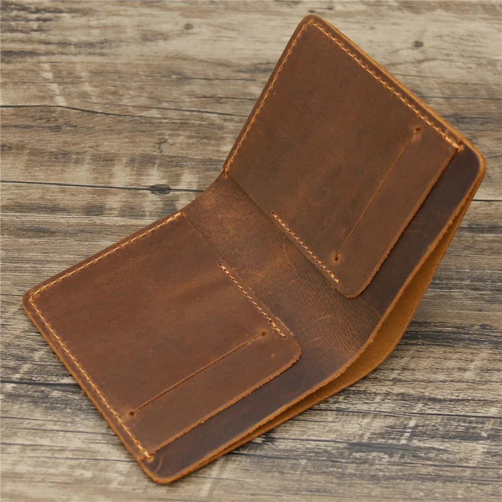Men's Crazy Horse Leather Wallet, Genuine Leather Wallet, Card Bag, Simple Retro European and American Style, Mens Purse