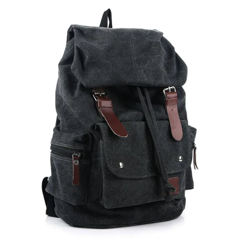 2025 Men Casual Canvas Large Capacity Practical Backpack Casual Travel  Bagpack Teenagers School Bags Black Brown Green WL22