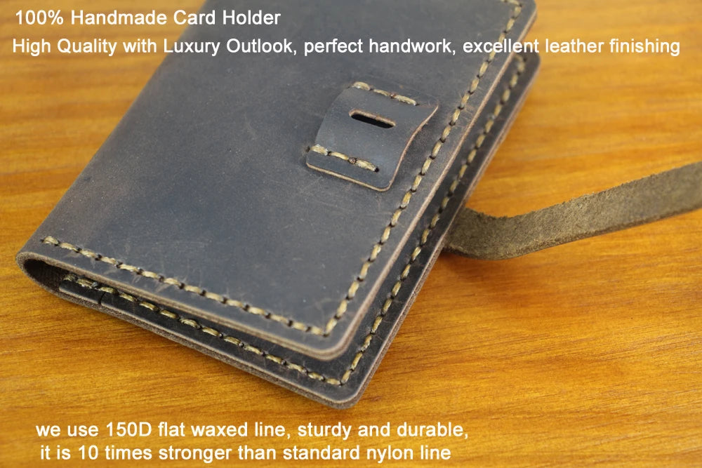Luxury Handmade Genuine Leather Card Wallet Men Credit Card holder Women ID Sleeve Name Card Holder Cowhide Business Card Case