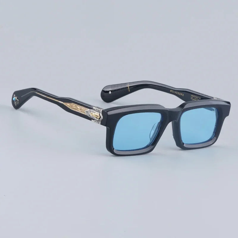 JMM BELVEDERE High Quality Rectangle Acetate Sunglasses Uv400 Men Designer Brand Handmade Vintage Eyeglasses with Case