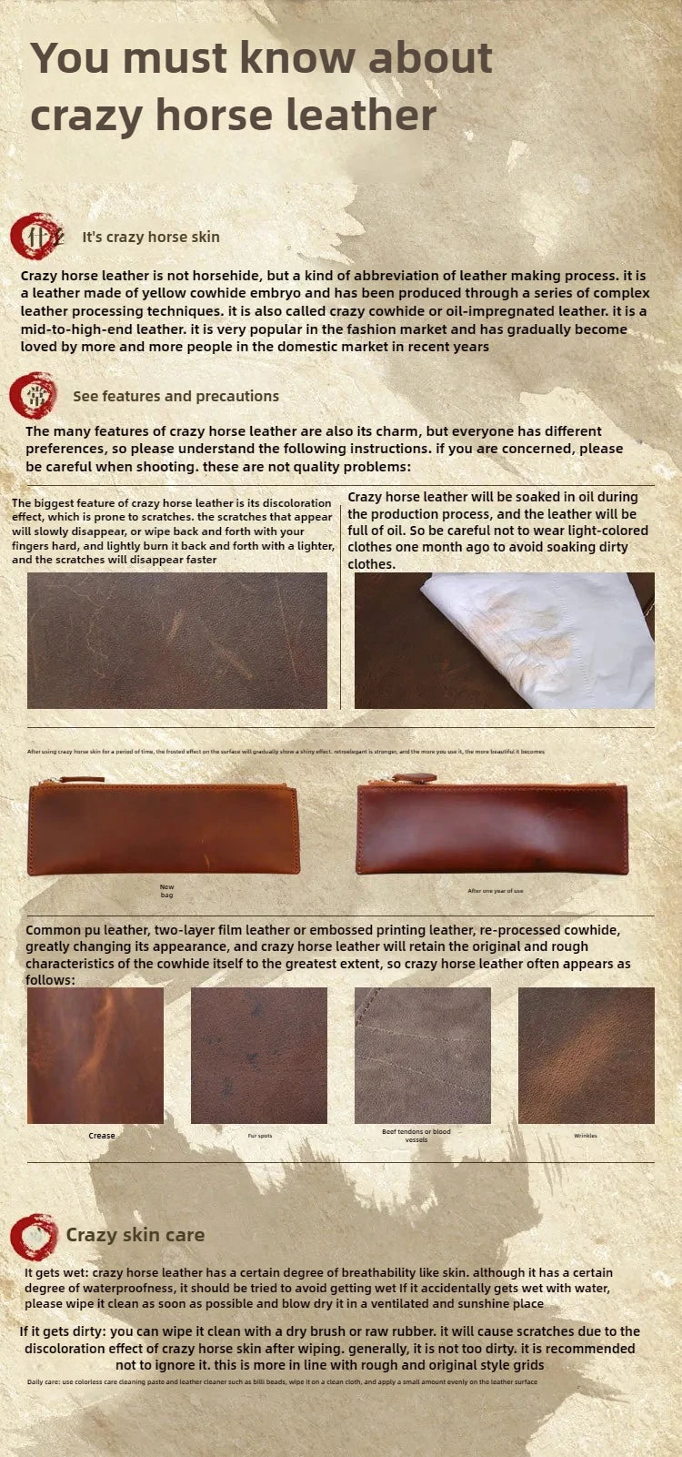 Men's Crazy Horse Leather Wallet, Genuine Leather Wallet, Card Bag, Simple Retro European and American Style, Mens Purse