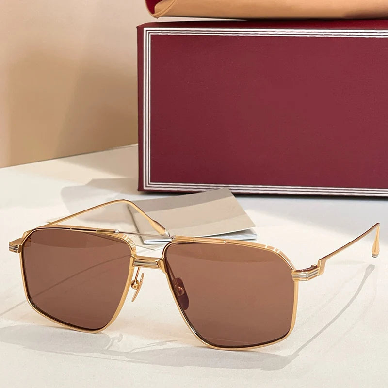 JMM JQ16G rectangle alloy double bridge gradient sunglasses uv400 men and women luxury fashion handmade eyeglasses with case