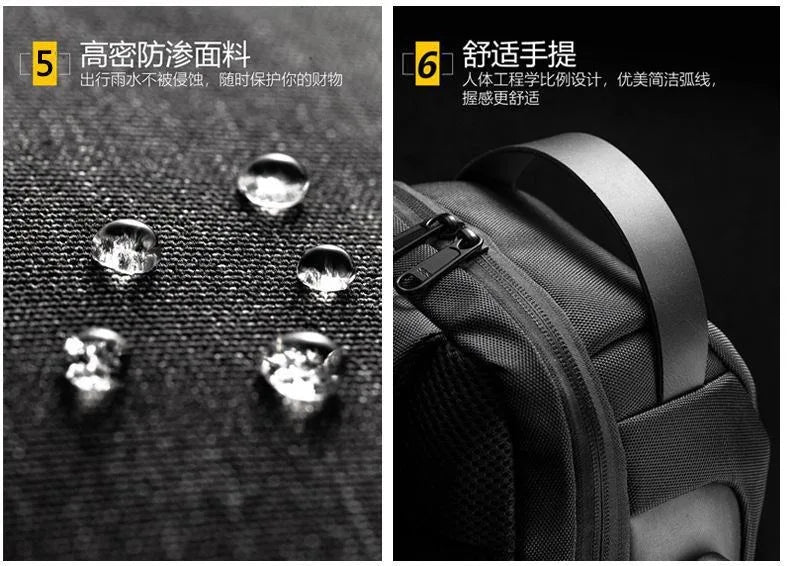 Men's Waterproof USB Oxford Crossbody Bag Anti-theft Shoulder Sling Bag Multifunction Short Travel Messenger Chest Pack For Male