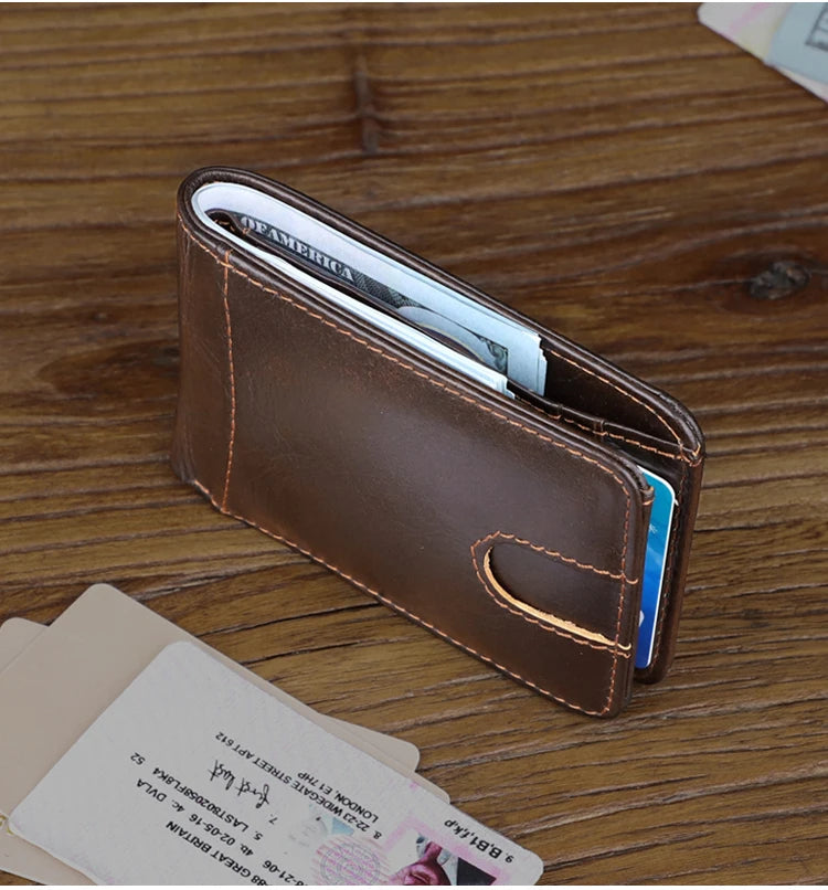 Genuine leather Men's Wallet Small Money Purses Mini Wallets Short Ultra-thin Wallet Bank Card Package Small Purse Wallet