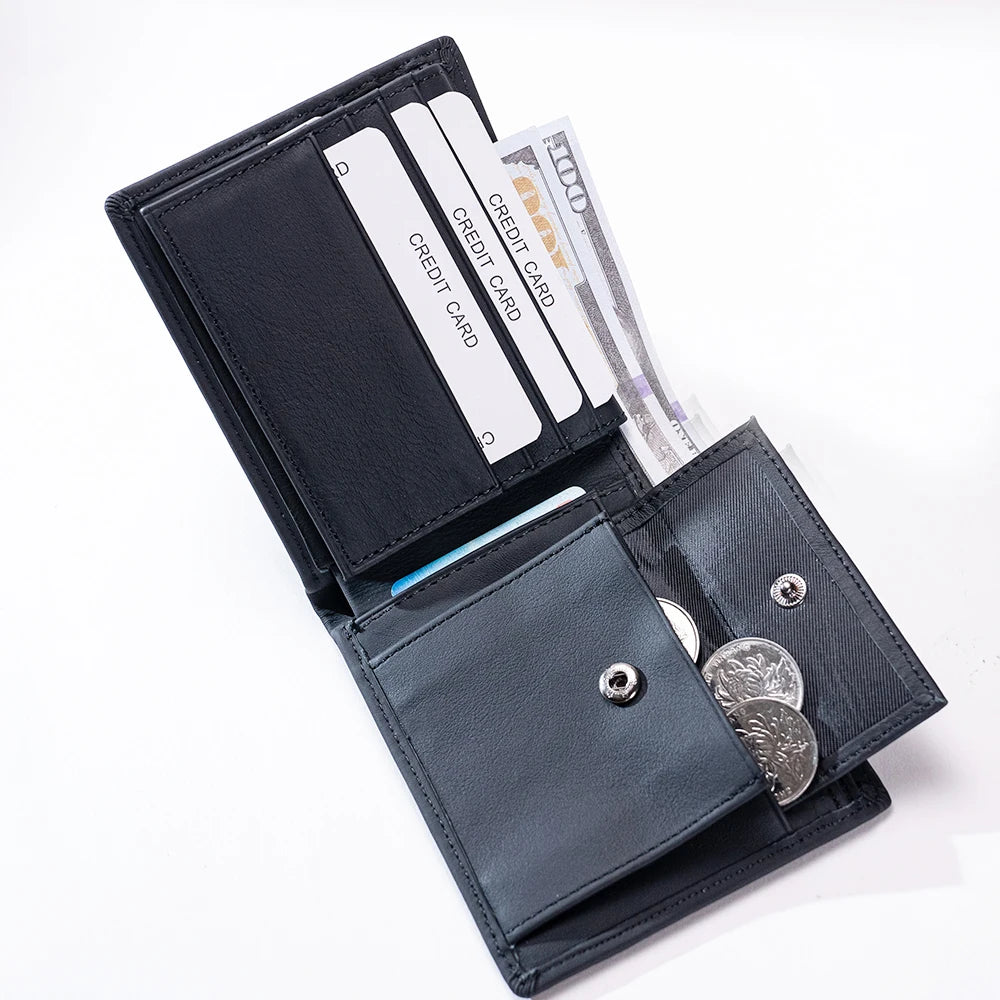 Men's leather wallet RFID Cowhide genuine leather wallet multi-function credit card holder