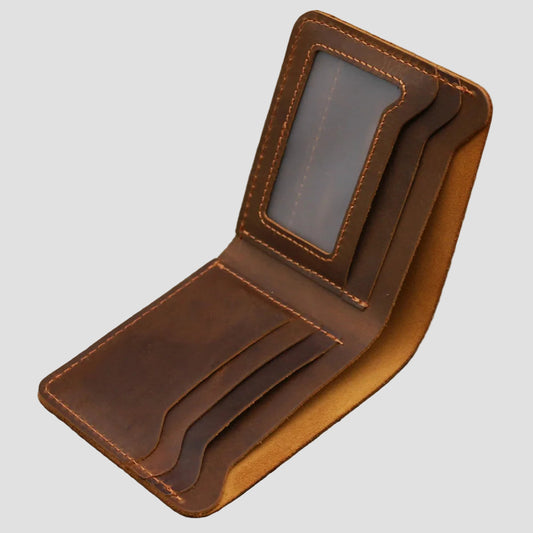 Men's Crazy Horse Leather Wallet, Genuine Leather Wallet, Card Bag, Simple Retro European and American Style, Mens Purse