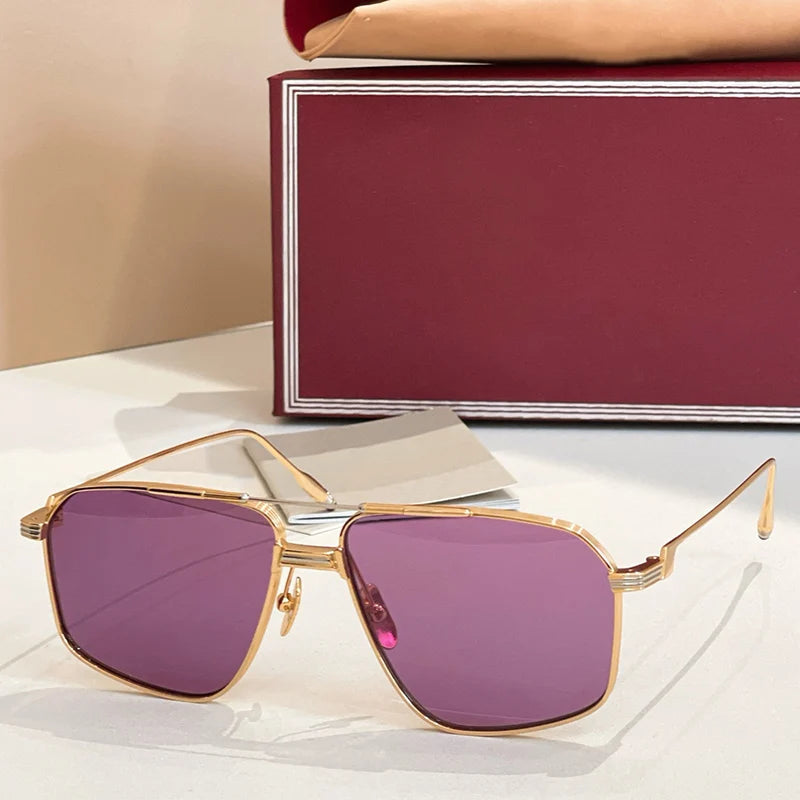 JMM JQ16G rectangle alloy double bridge gradient sunglasses uv400 men and women luxury fashion handmade eyeglasses with case