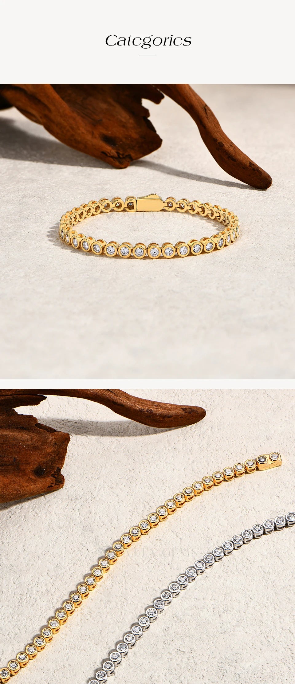 ATTAGEMS Round Cut 3mm Moissanite Tennis Bracelet 925 Sterling Silver Gold Plated Women Men's Bracelet Engagement Luxury Jewelry