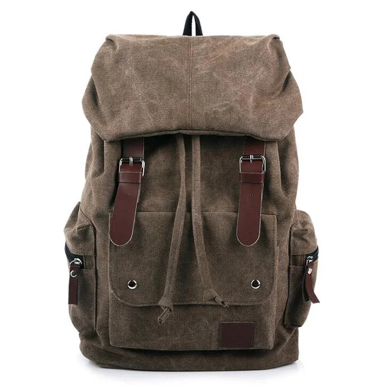 2025 Men Casual Canvas Large Capacity Practical Backpack Casual Travel  Bagpack Teenagers School Bags Black Brown Green WL22