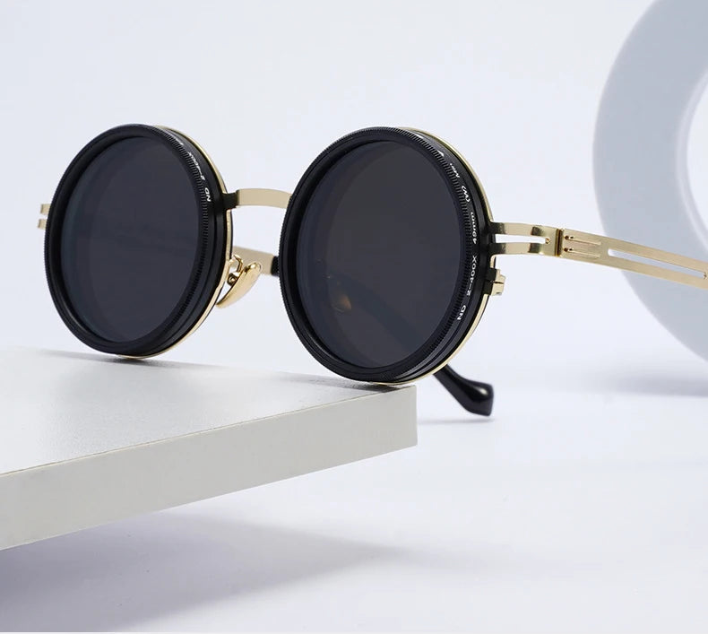 Polarized Round Sunglasses ND9 Adjustable Dimming Sun Glasses Men Women Retro Punk Men's Fishing Eyeglasses Outdoor Shades UV400