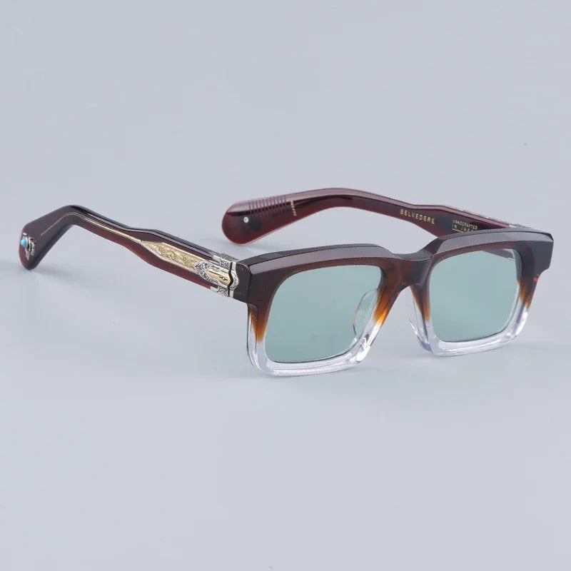 JMM BELVEDERE High Quality Rectangle Acetate Sunglasses Uv400 Men Designer Brand Handmade Vintage Eyeglasses with Case