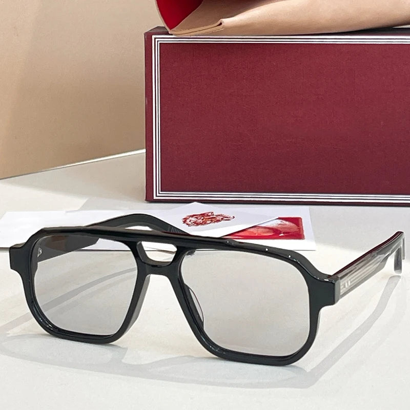 JMM EVANS Rectangle Double Bridge Acetate Gradient Sunglasses Uv400 Men and Women Polychromatic Handmade Classical Eyewear