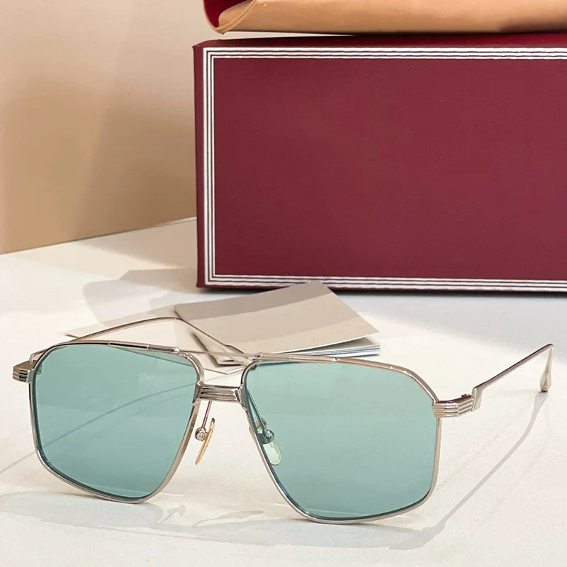 JMM JQ16G rectangle alloy double bridge gradient sunglasses uv400 men and women luxury fashion handmade eyeglasses with case