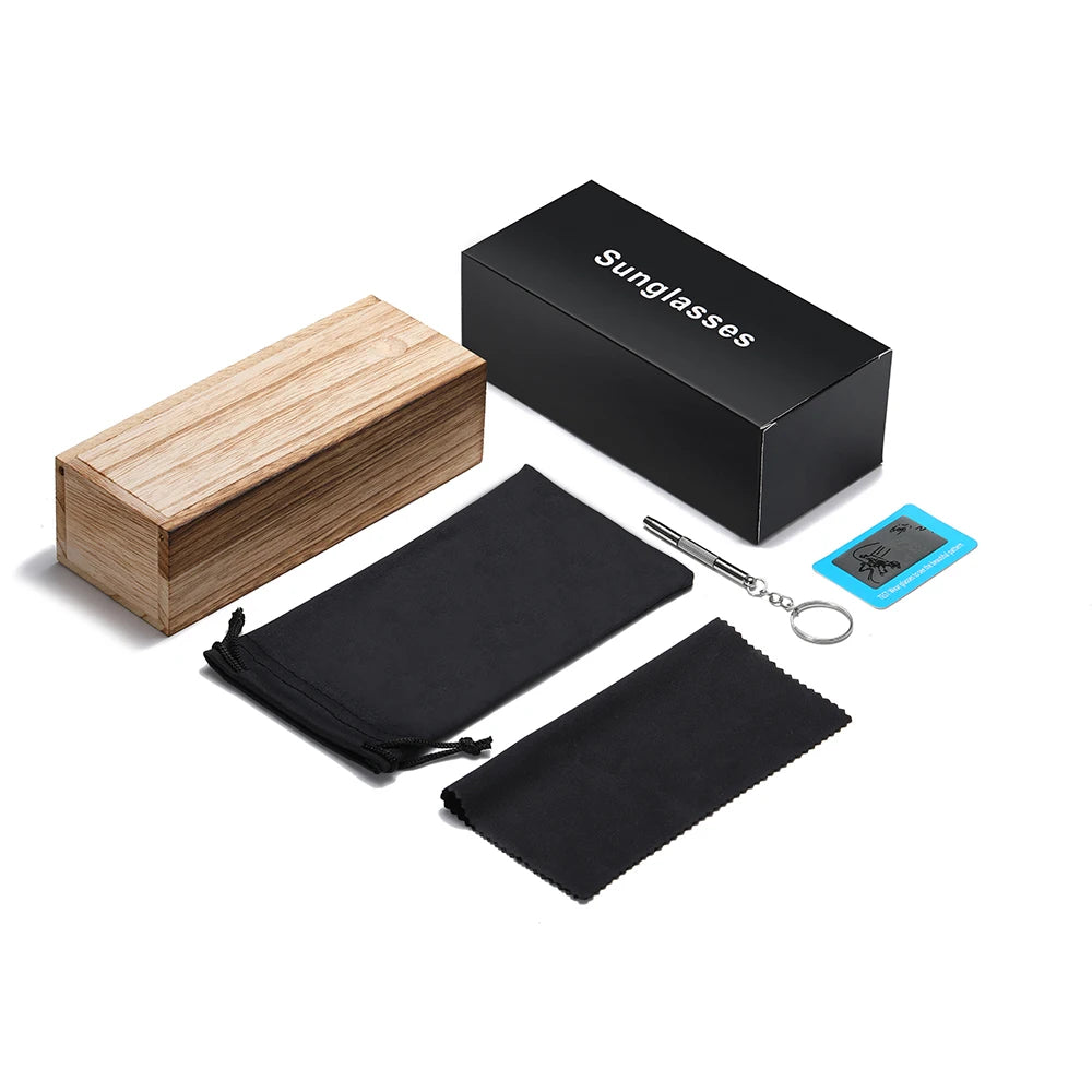 GM Natural Bamboo Wooden Sunglasses Handmade Polarized Glasses Mirror Coating Lenses Eyewear With Gift Box