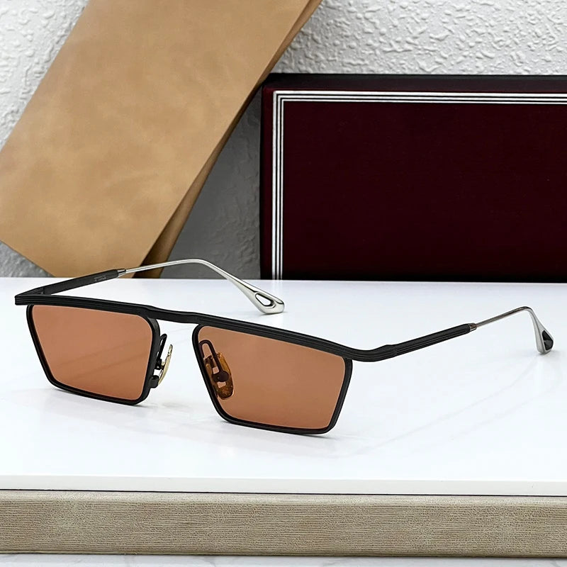 JMM BOGART Square Alloy Gradient Ssunglasses Uv400 Men and Women Fashion Japan Handmade Vintage Eyeglasses with Case