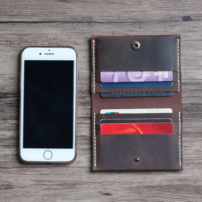 Luxury Handmade Genuine Leather Card Wallet Men Credit Card holder Women ID Sleeve Name Card Holder Cowhide Business Card Case