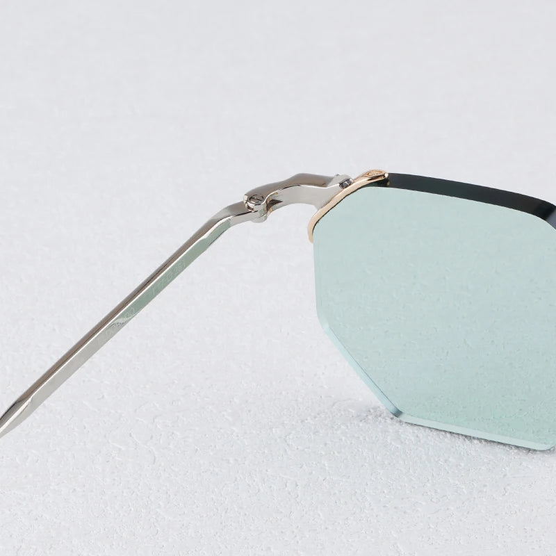 JMM ELDORADO Rimless Square High Quality Alloy Polygon Sunglasses Uv400 Men and Women Personalization Eyeglasses with Case