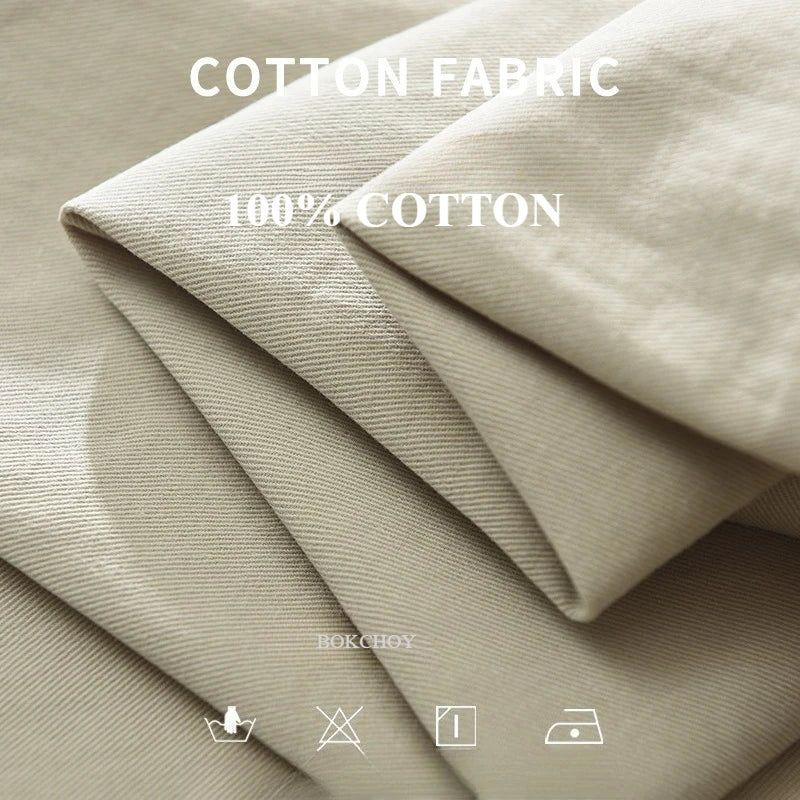 2025 Autumn New Simple Cargo 100% Cotton Long Sleeve Shirt for Men Clothing Solid Color Turn-down Collar Versatile CM7698