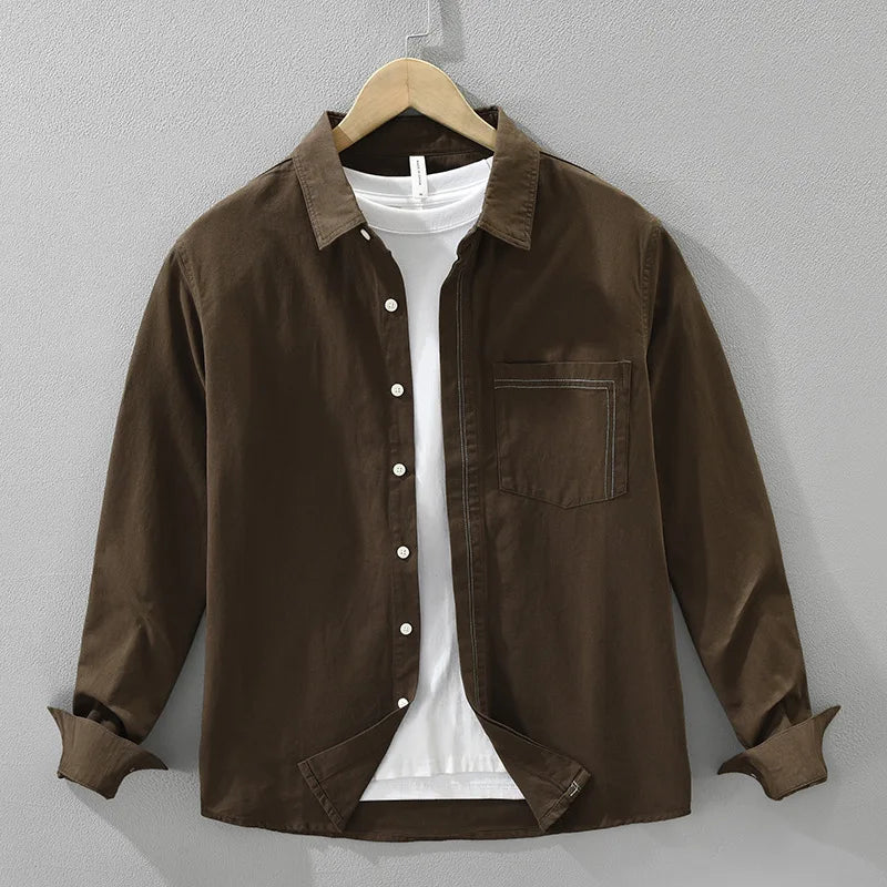 2025 Autumn New Casual Cargo Soft Cotton Long Sleeve Shirt for Men Clothing Versatile Streetwear CM7686