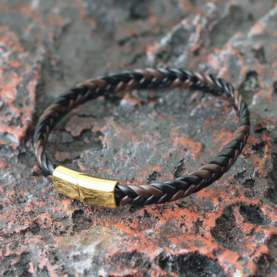 Unique Men Leather Bracelet Stainless Steel Detachable Buckle Hiphop Wrap Braclet Bangle Gifts For Him Leisure Pulseira Joias