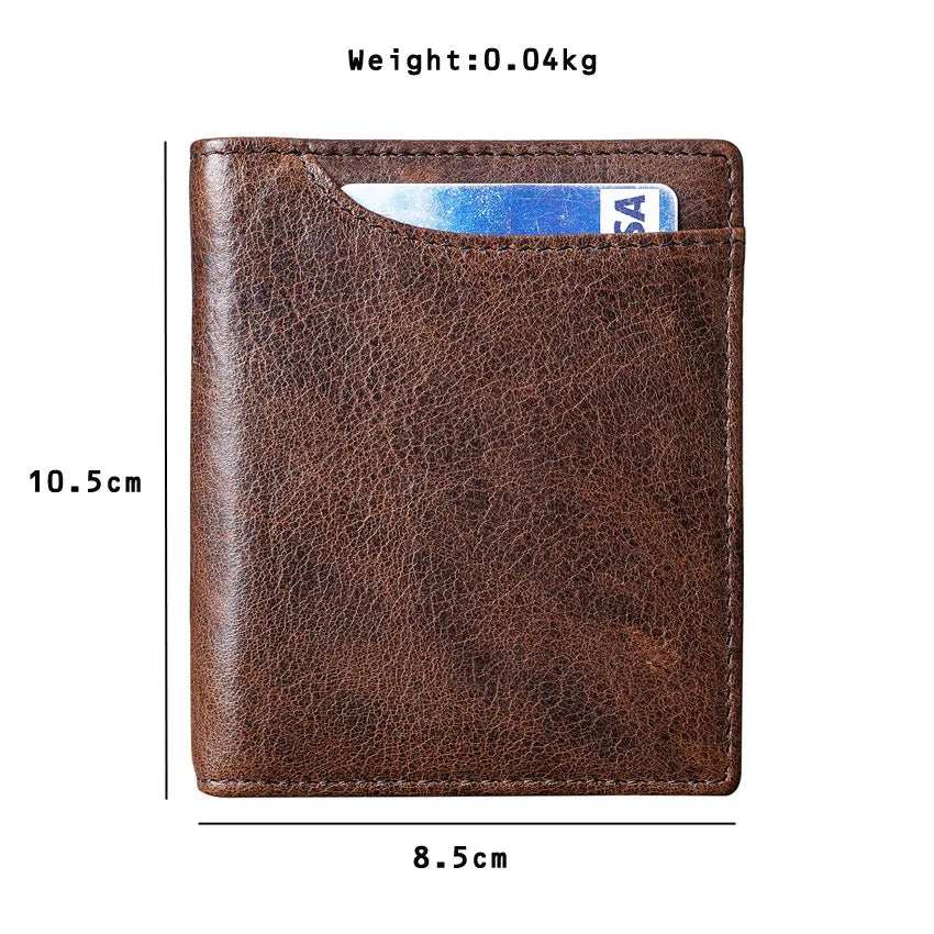 Mens Wallet Slim Genuine Leather Rfid Bifold Wallets for Man Vintage Front Pocket Multi Card Holder Bag Money Clip ID Card Purse