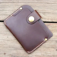 Vintage Handmade Crazy Horse Genuine Leather Card Wallet Small Purse Men Credit Card Holder Women Bus Card Sleeve ID Card Holder