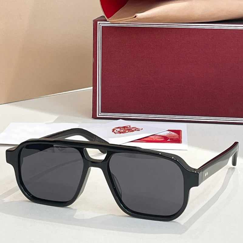 JMM EVANS Rectangle Double Bridge Acetate Gradient Sunglasses Uv400 Men and Women Polychromatic Handmade Classical Eyewear