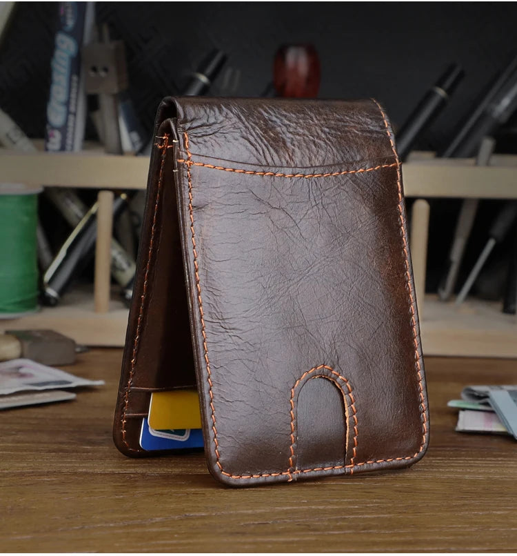 Genuine leather Men's Wallet Small Money Purses Mini Wallets Short Ultra-thin Wallet Bank Card Package Small Purse Wallet