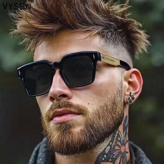 Steampunk Polarized Square Sunglasses Men 2025 Luxury Brand Vintage Driving Sun Glasses Driving For Male Eyewear Outdoor Shades