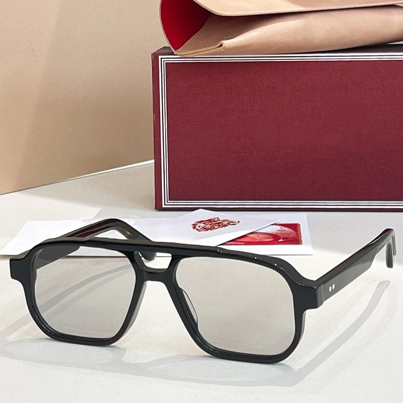 JMM EVANS Rectangle Double Bridge Acetate Gradient Sunglasses Uv400 Men and Women Polychromatic Handmade Classical Eyewear