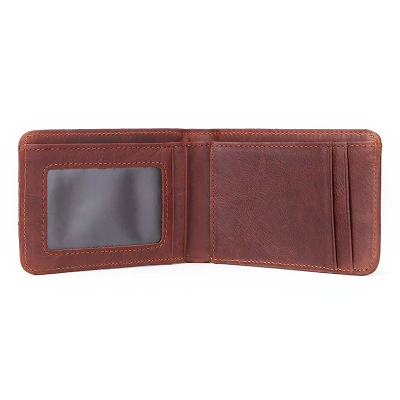 RFID Casual Small Wallet for Men Cow Leather Male Slim Wallets Short Mini Wallet with Card Holder Pocket Purses