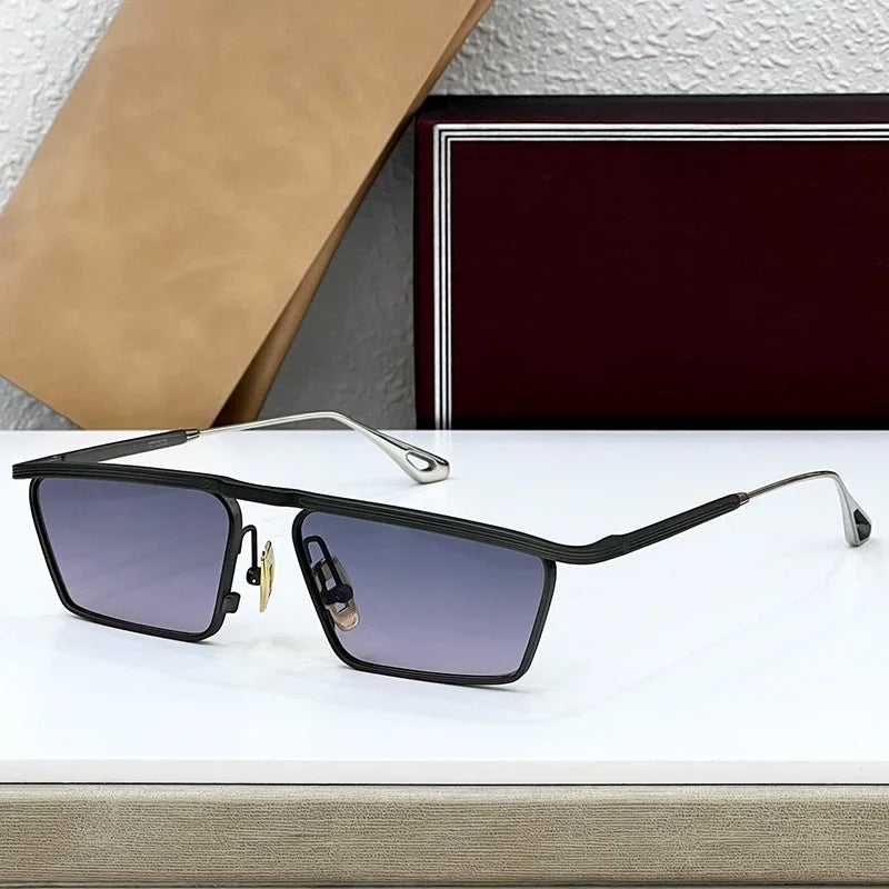 JMM BOGART Square Alloy Gradient Ssunglasses Uv400 Men and Women Fashion Japan Handmade Vintage Eyeglasses with Case