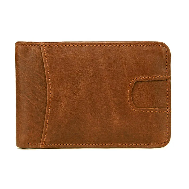 RFID Casual Small Wallet for Men Cow Leather Male Slim Wallets Short Mini Wallet with Card Holder Pocket Purses