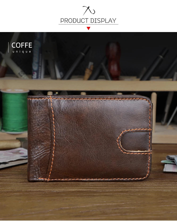 Genuine leather Men's Wallet Small Money Purses Mini Wallets Short Ultra-thin Wallet Bank Card Package Small Purse Wallet