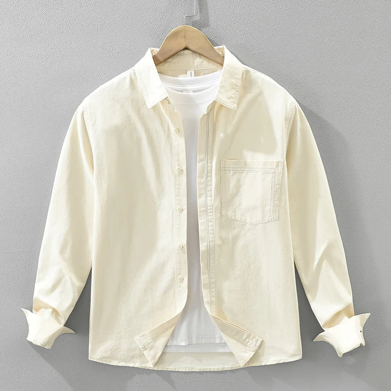 2025 Autumn New Casual Cargo Soft Cotton Long Sleeve Shirt for Men Clothing Versatile Streetwear CM7686