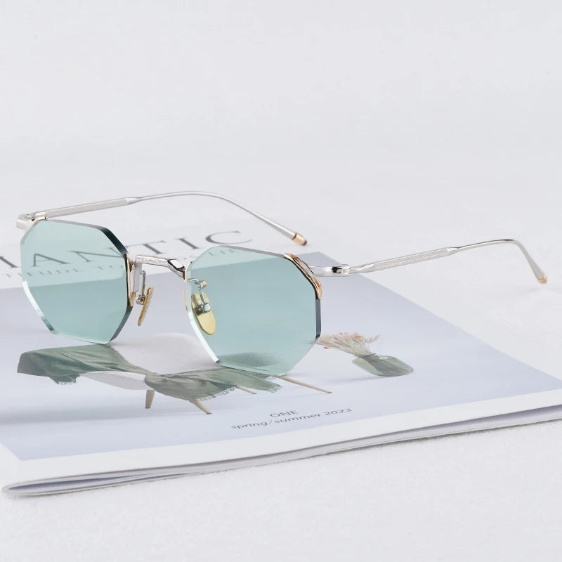 JMM ELDORADO Rimless Square High Quality Alloy Polygon Sunglasses Uv400 Men and Women Personalization Eyeglasses with Case