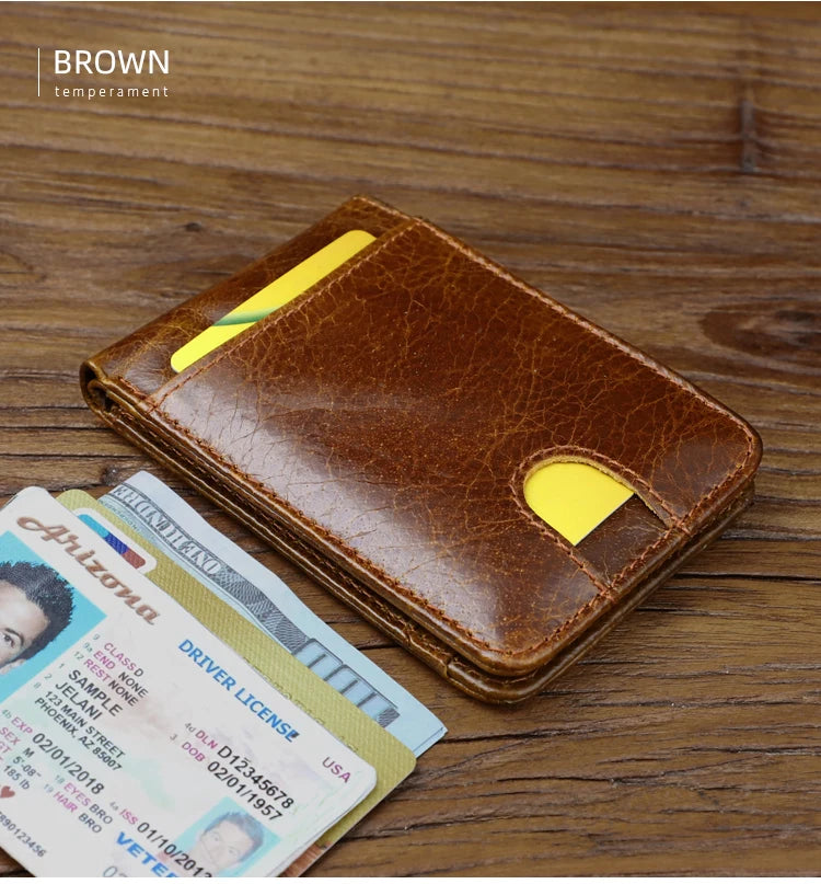 Genuine leather Men's Wallet Small Money Purses Mini Wallets Short Ultra-thin Wallet Bank Card Package Small Purse Wallet