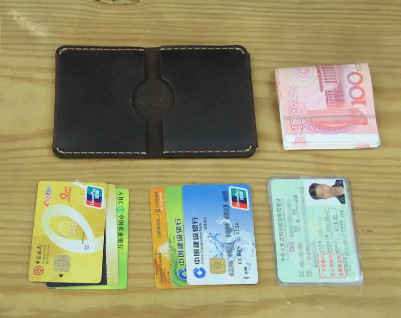 Luxury Handmade Genuine Leather Card Wallet Men Credit Card holder Women ID Sleeve Name Card Holder Cowhide Business Card Case