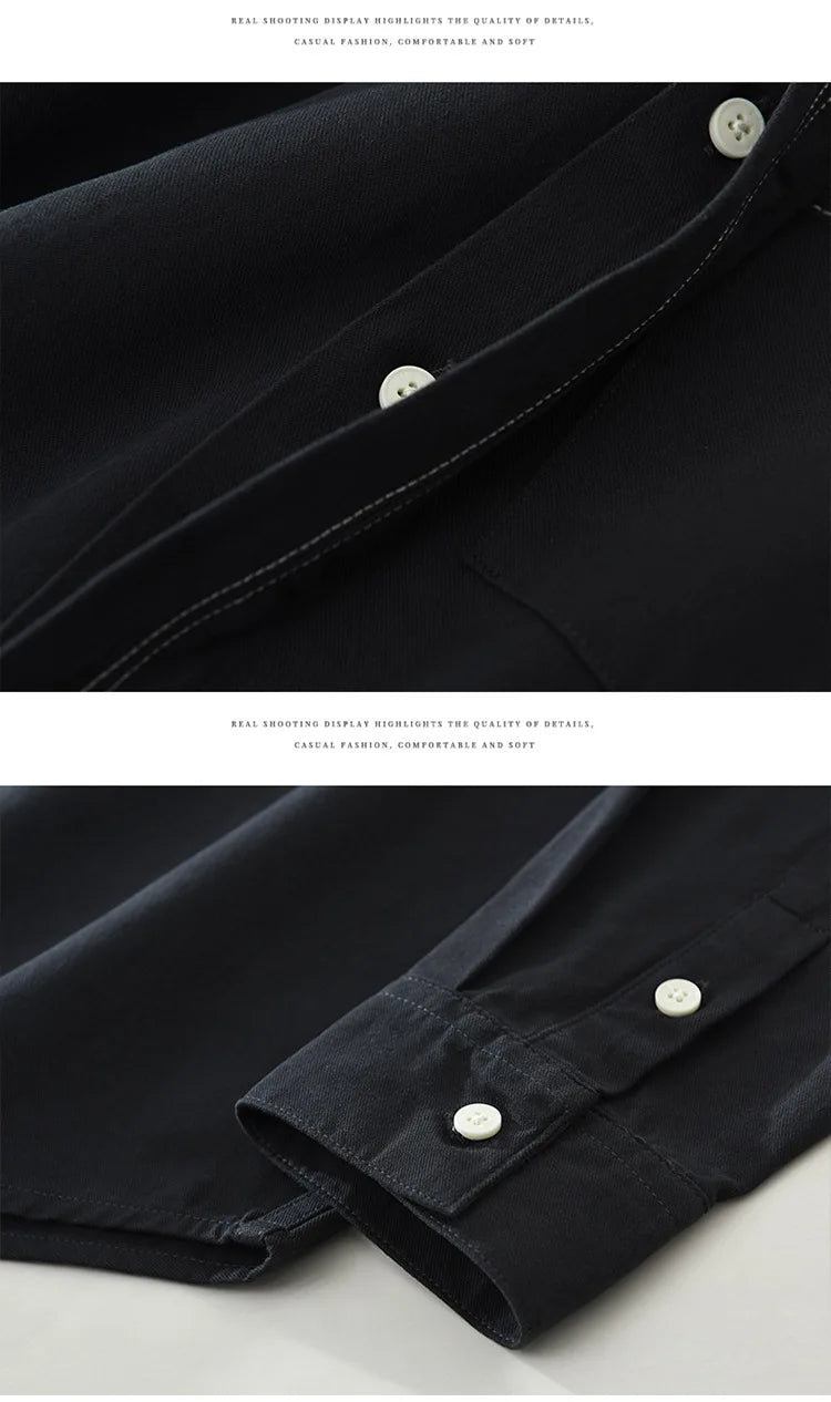 2025 Autumn New Casual Cargo Soft Cotton Long Sleeve Shirt for Men Clothing Versatile Streetwear CM7686