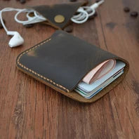 Luxury Handmade Genuine Leather Card Wallet Men Credit Card holder Women ID Sleeve Name Card Holder Cowhide Business Card Case