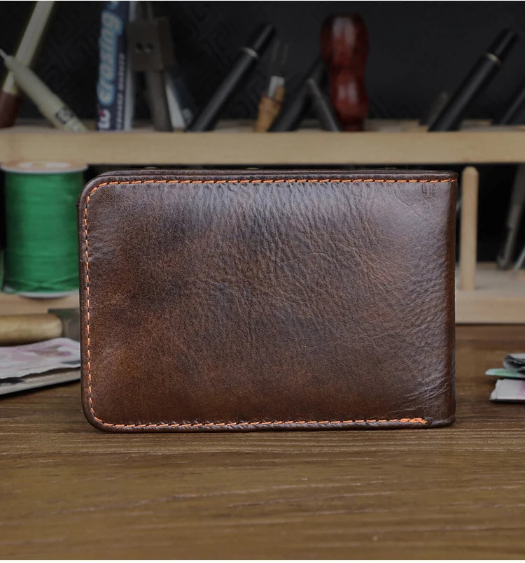 Genuine leather Men's Wallet Small Money Purses Mini Wallets Short Ultra-thin Wallet Bank Card Package Small Purse Wallet