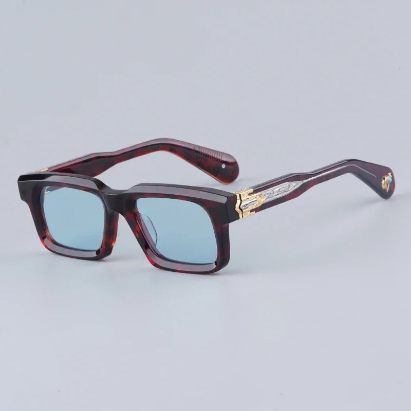 JMM BELVEDERE High Quality Rectangle Acetate Sunglasses Uv400 Men Designer Brand Handmade Vintage Eyeglasses with Case