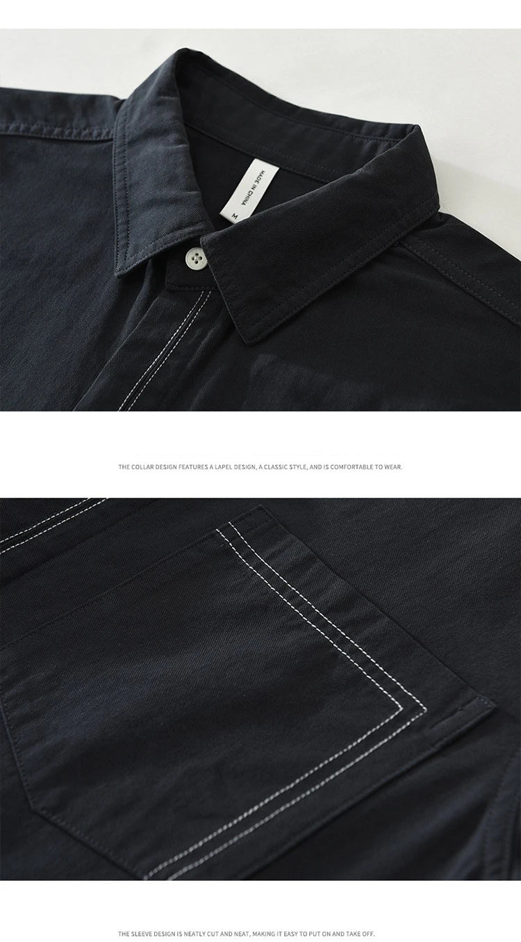 2025 Autumn New Casual Cargo Soft Cotton Long Sleeve Shirt for Men Clothing Versatile Streetwear CM7686