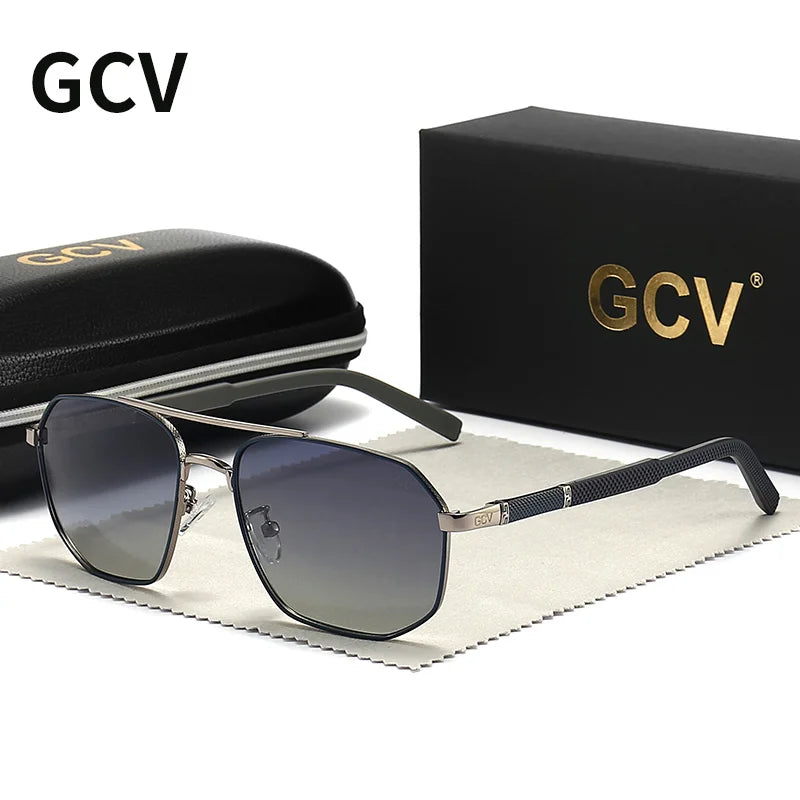 GCV 2025 Brand Classic Pilot Square Polarized Sunglasses Metal Frame Men's Driving Male Sun Glasses Eyewear UV Blocking Luxury