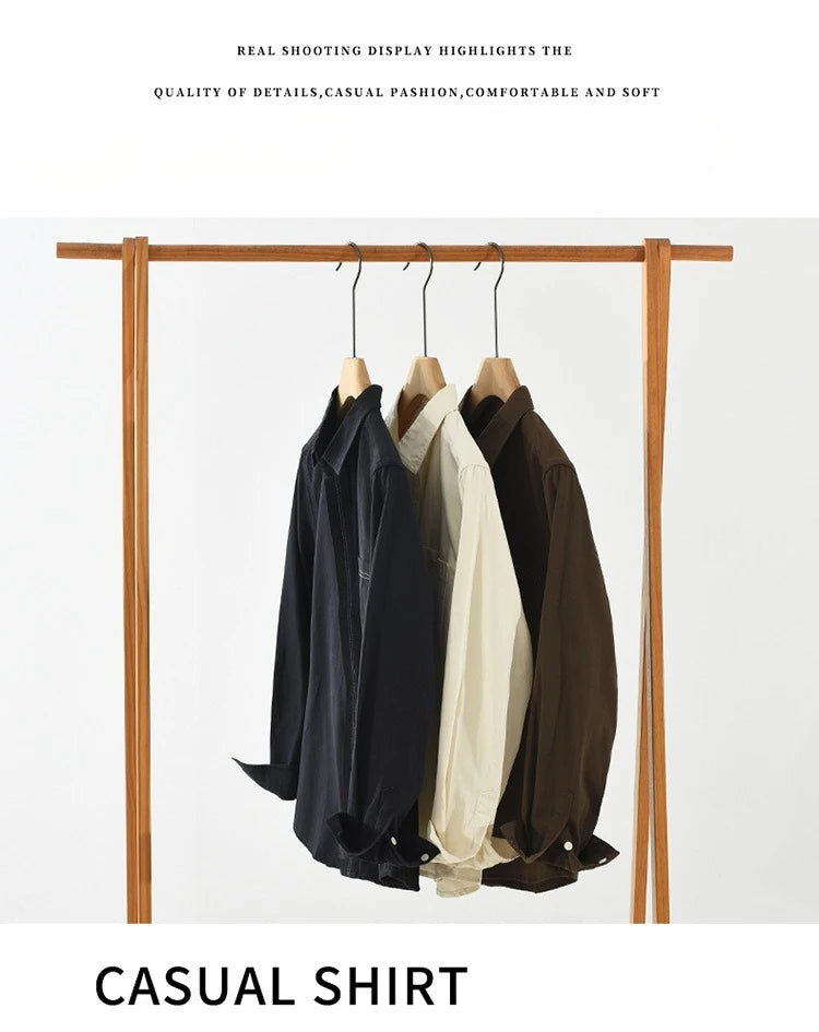 2025 Autumn New Casual Cargo Soft Cotton Long Sleeve Shirt for Men Clothing Versatile Streetwear CM7686