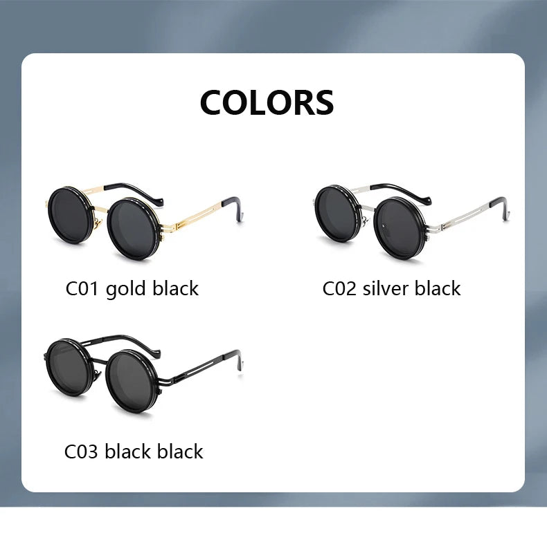 Polarized Round Sunglasses ND9 Adjustable Dimming Sun Glasses Men Women Retro Punk Men's Fishing Eyeglasses Outdoor Shades UV400
