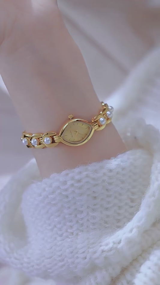 New Women Watch Gold Luxury Elegant Bracelet Wristwatch Fashion Retro Quartz Watches Gift For Ladies Small Dial Clock Waterproof